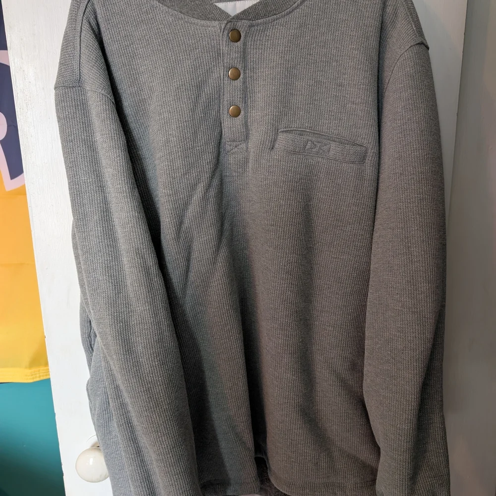 Sonoma Gray Long Sleeve Henley Sherpa Lined Shirt - Picture 1 of 3